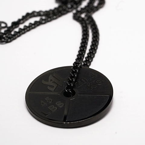 Polished Black Stainless Steel Weight Plate Necklace - Furious Apparel